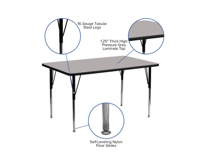 BLNK Wren Rectangular HP Laminate Activity Table - Gray, 24"W x 60"L, with Standard Height Adjustable Legs