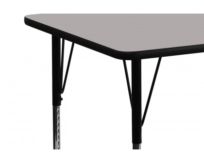 BLNK Wren Rectangular HP Laminate Activity Table - Gray, 24"W x 60"L, with Standard Height Adjustable Legs