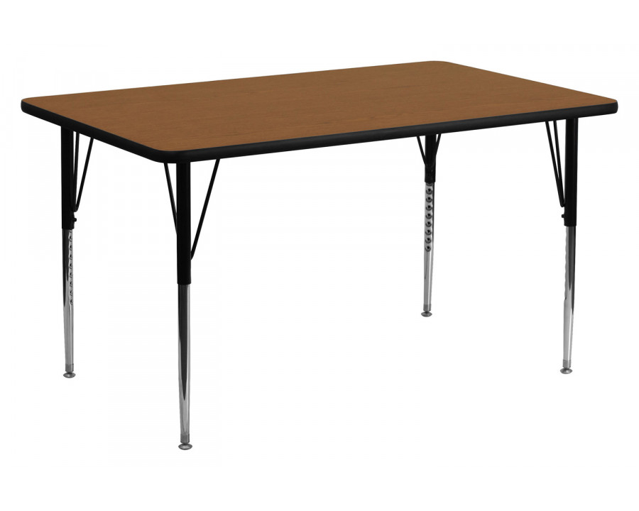 BLNK Wren Rectangular HP Laminate Activity Table - Oak, 24"W x 60"L, with Standard Height Adjustable Legs