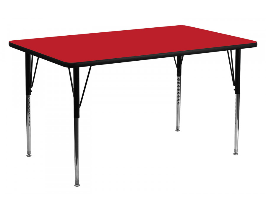 BLNK Wren Rectangular HP Laminate Activity Table - Red, 24"W x 60"L, with Standard Height Adjustable Legs