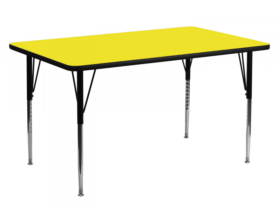 BLNK Wren Rectangular HP Laminate Activity Table - Yellow, 24"W x 60"L, with Standard Height Adjustable Legs