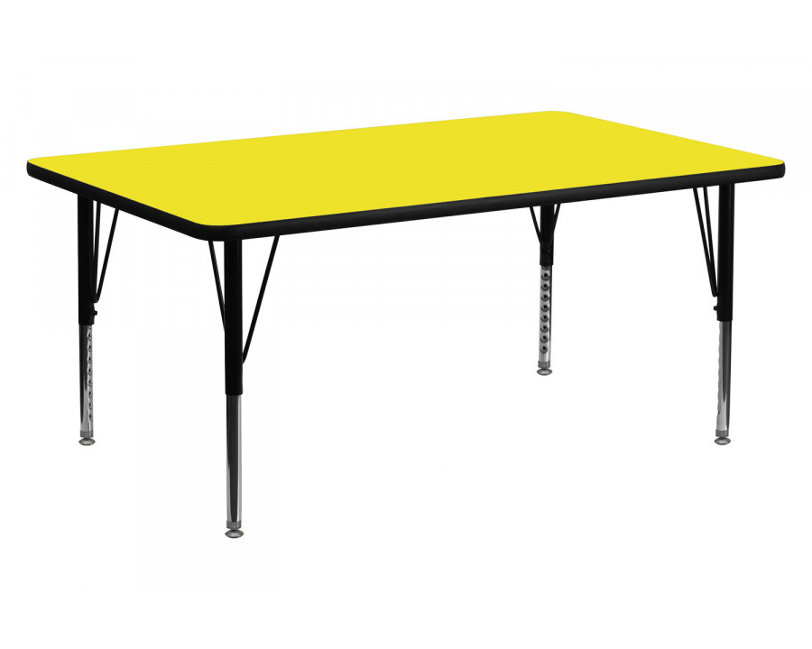 BLNK Wren Rectangular HP Laminate Activity Table - Yellow, 24"W x 60"L, with Short Height Adjustable Legs