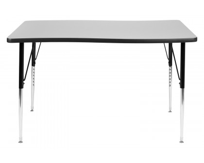 BLNK Wren Rectangular Thermal Laminate Wave Flexible Collaborative Activity Table - Gray, 28"W x 47.5"L, with Standard Height Adjustable Legs