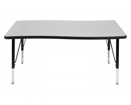 BLNK Wren Rectangular Thermal Laminate Wave Flexible Collaborative Activity Table - Gray, 28"W x 47.5"L, with Short Height Adjustable Legs