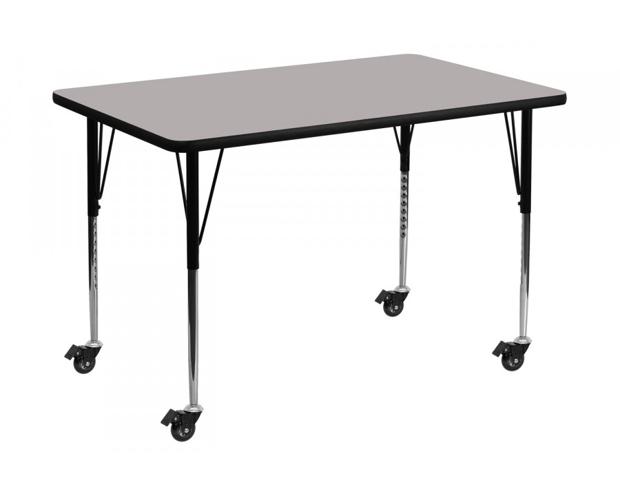 BLNK Wren Mobile Rectangular HP Laminate Activity Table - Gray, 30"W x 48"L, with Standard Height Adjustable Legs