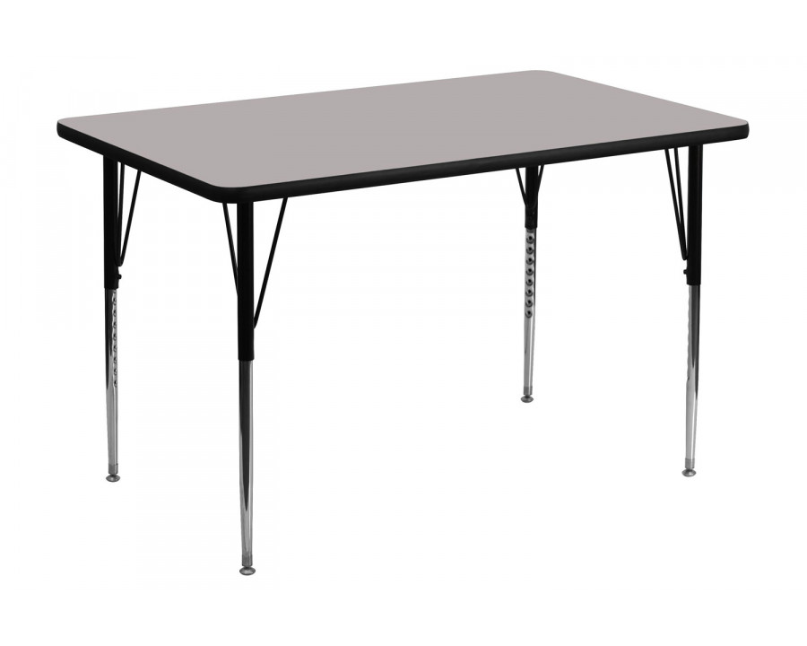 BLNK Wren Rectangular HP Laminate Activity Table - Gray, 30"W x 48"L, with Standard Height Adjustable Legs