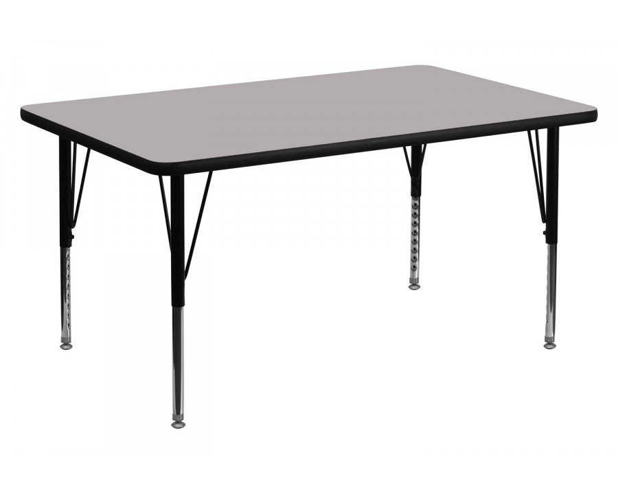 BLNK Wren Rectangular HP Laminate Activity Table - Gray, 30"W x 48"L, with Short Height Adjustable Legs