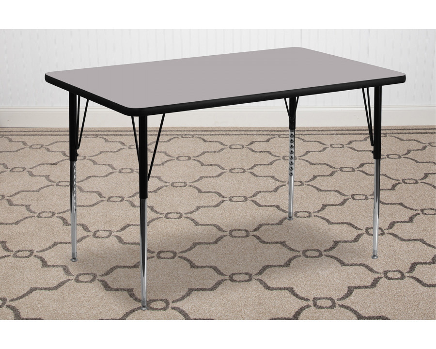 BLNK Wren Rectangular Thermal Laminate Activity Table - Gray, 30"W x 48"L, with Standard Height Adjustable Legs