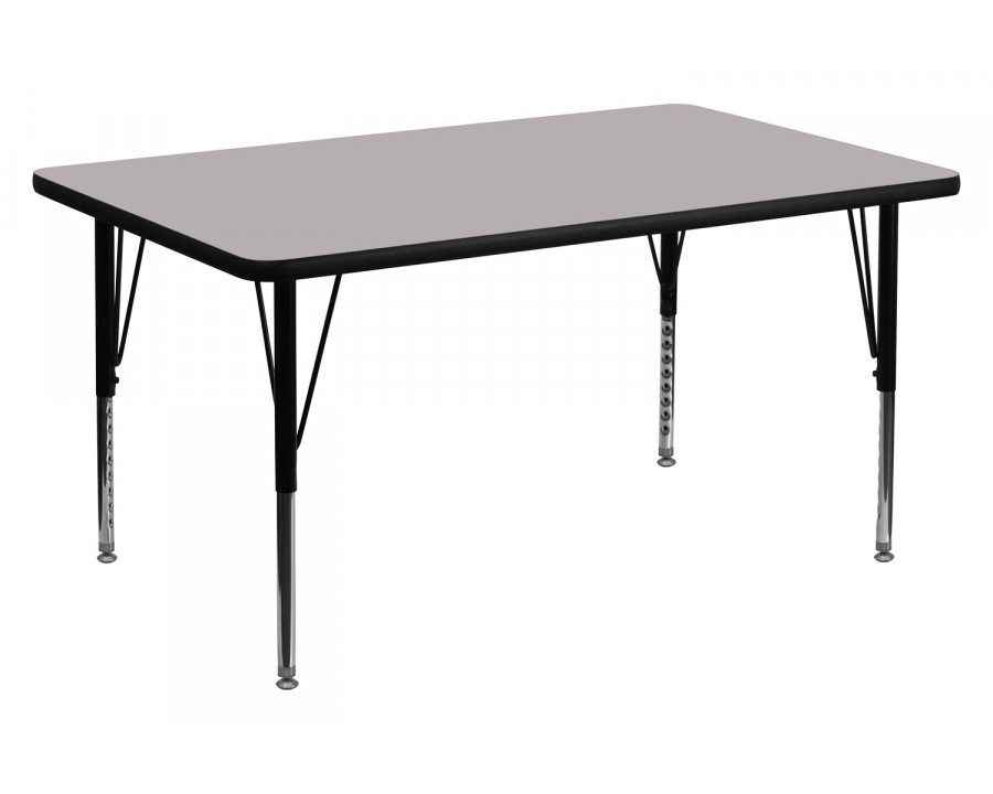 BLNK Wren Rectangular Thermal Laminate Activity Table - Gray, 30"W x 48"L, with Short Height Adjustable Legs