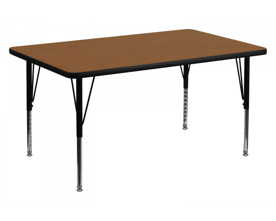 BLNK Wren Rectangular HP Laminate Activity Table - Oak, 30"W x 48"L, with Short Height Adjustable Legs