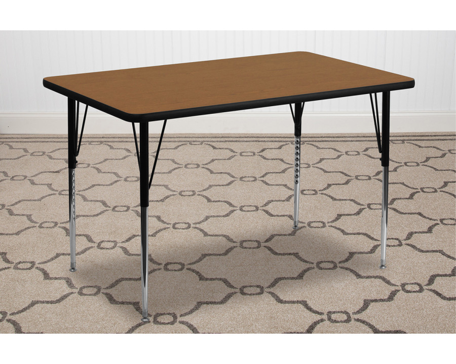 BLNK Wren Rectangular Thermal Laminate Activity Table - Oak, 30"W x 48"L, with Standard Height Adjustable Legs