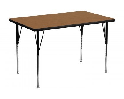 BLNK Wren Rectangular Thermal Laminate Activity Table - Oak, 30"W x 48"L, with Standard Height Adjustable Legs