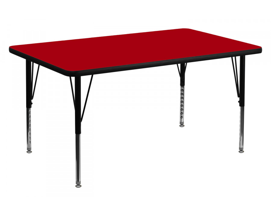 BLNK Wren Rectangular Thermal Laminate Activity Table - Red, 30"W x 48"L, with Short Height Adjustable Legs