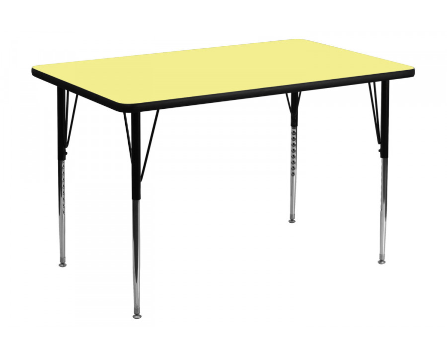 BLNK Wren Rectangular Thermal Laminate Activity Table - Yellow, 30"W x 48"L, with Standard Height Adjustable Legs