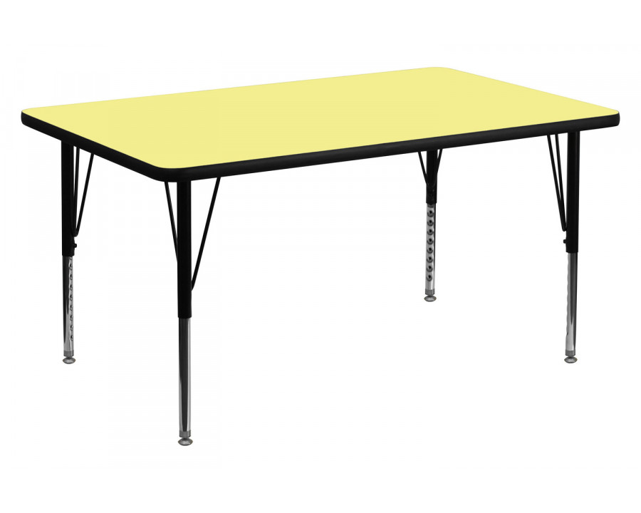 BLNK Wren Rectangular Thermal Laminate Activity Table - Yellow, 30"W x 48"L, with Short Height Adjustable Legs