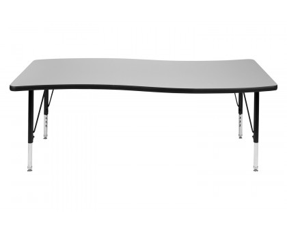 BLNK Wren Rectangular Thermal Laminate Wave Flexible Collaborative Activity Table - Gray, 26"W x 60"L, with Short Height Adjustable Legs