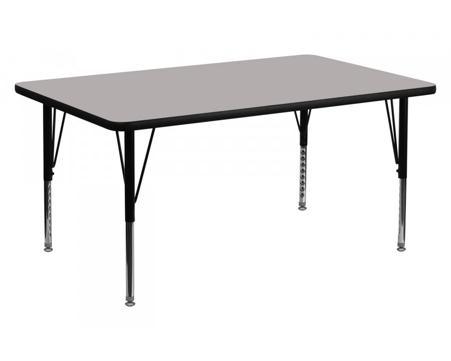 BLNK Wren Rectangular HP Laminate Activity Table - Gray, 30"W x 60"L, with Short Height Adjustable Legs