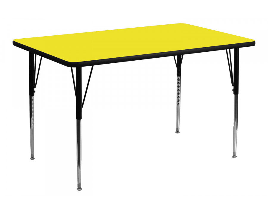 BLNK Wren Rectangular HP Laminate Activity Table - Yellow, 30"W x 60"L, with Standard Height Adjustable Legs