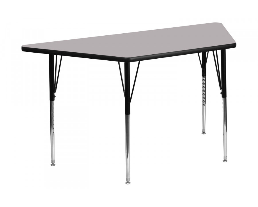 BLNK Wren Trapezoid Thermal Laminate Activity Table - Gray, with Standard Height Adjustable Legs