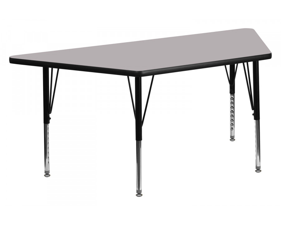 BLNK Wren Trapezoid Thermal Laminate Activity Table - Gray, with Short Height Adjustable Legs