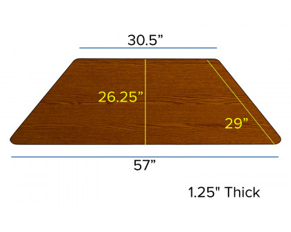 BLNK Wren Mobile Trapezoid HP Laminate Activity Table - Oak, 29"W x 57"L, with Standard Height Adjustable Legs