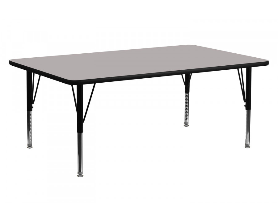 BLNK Wren Rectangular HP Laminate Activity Table - Gray, 30"W x 72"L, with Short Height Adjustable Legs