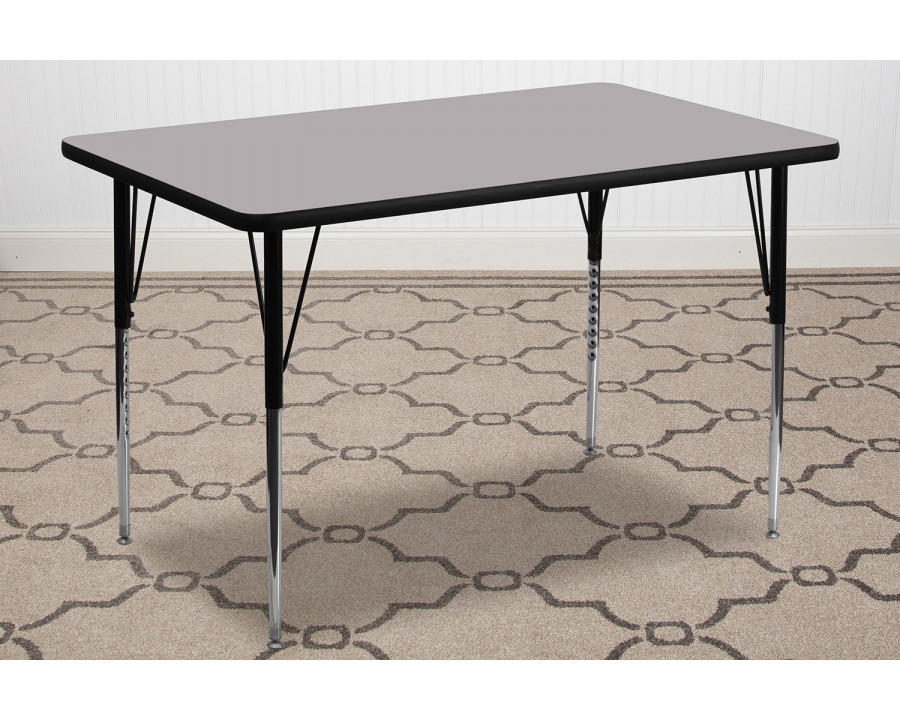 BLNK Wren Rectangular Thermal Laminate Activity Table - Gray, 30"W x 72"L, with Standard Height Adjustable Legs