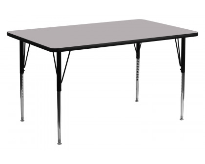 BLNK Wren Rectangular Thermal Laminate Activity Table - Gray, 30"W x 72"L, with Standard Height Adjustable Legs