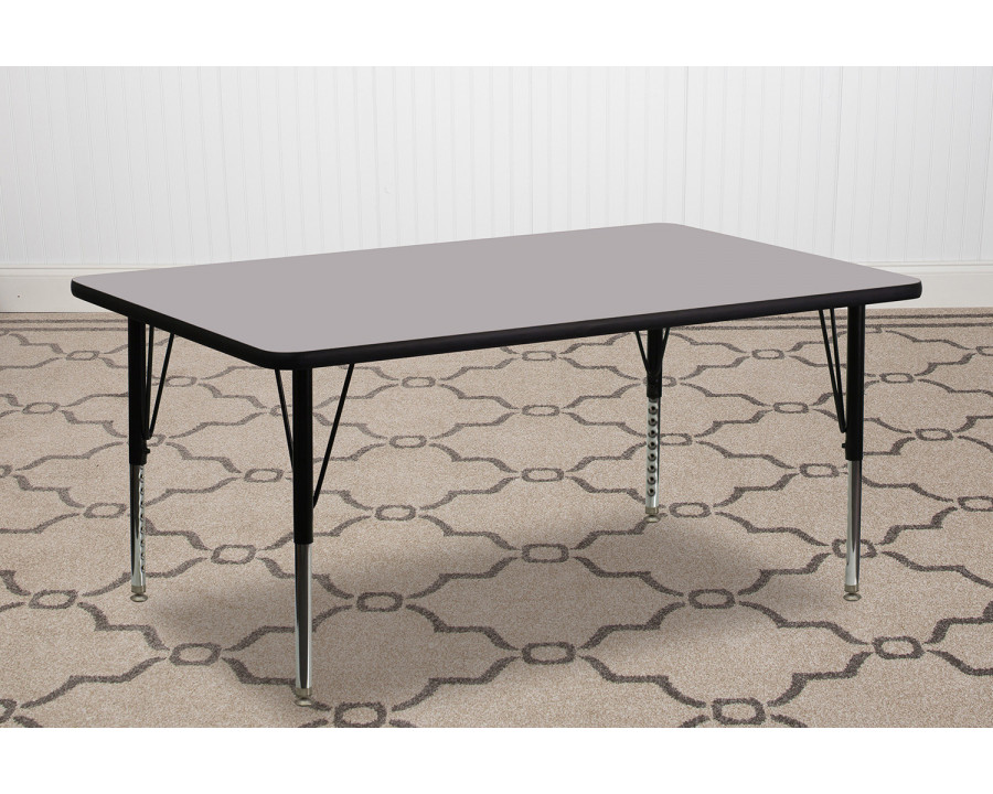 BLNK Wren Rectangular Thermal Laminate Activity Table - Gray, 30"W x 72"L, with Short Height Adjustable Legs