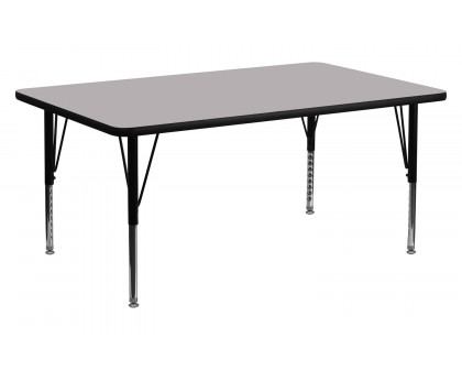 BLNK Wren Rectangular Thermal Laminate Activity Table - Gray, 30"W x 72"L, with Short Height Adjustable Legs