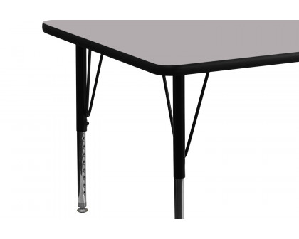 BLNK Wren Rectangular Thermal Laminate Activity Table - Gray, 30"W x 72"L, with Short Height Adjustable Legs