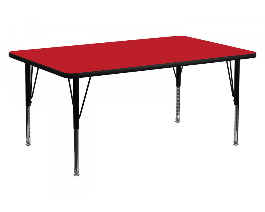 BLNK Wren Rectangular HP Laminate Activity Table - Red, 30"W x 72"L, with Short Height Adjustable Legs