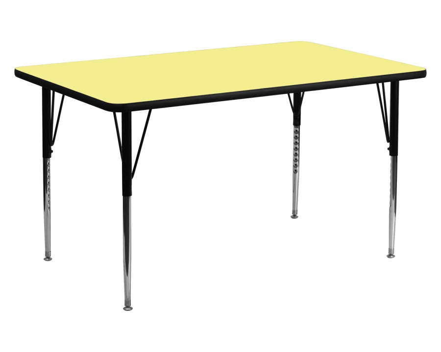 BLNK Wren Rectangular Thermal Laminate Activity Table - Yellow, 30"W x 72"L, with Standard Height Adjustable Legs