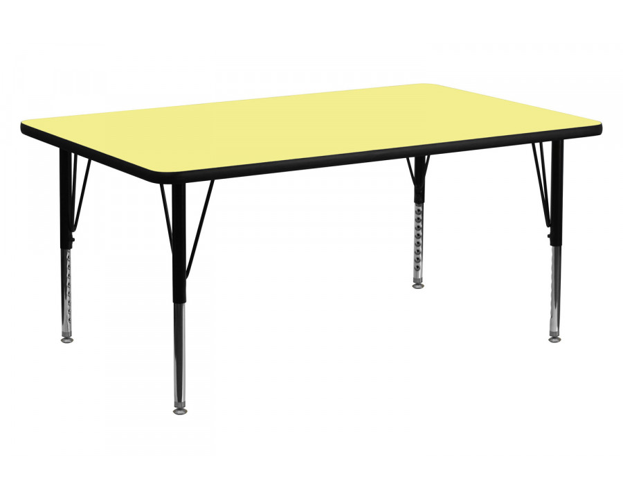 BLNK Wren Rectangular Thermal Laminate Activity Table - Yellow, 30"W x 72"L, with Short Height Adjustable Legs