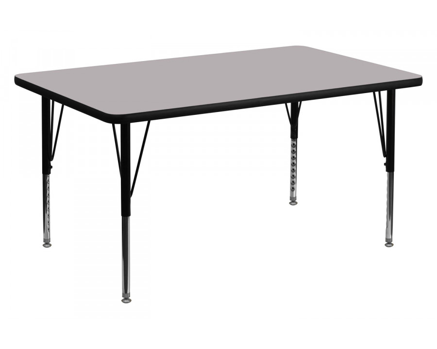 BLNK Wren Rectangular Thermal Laminate Activity Table - Gray, 36"W x 72"L, with Short Height Adjustable Legs