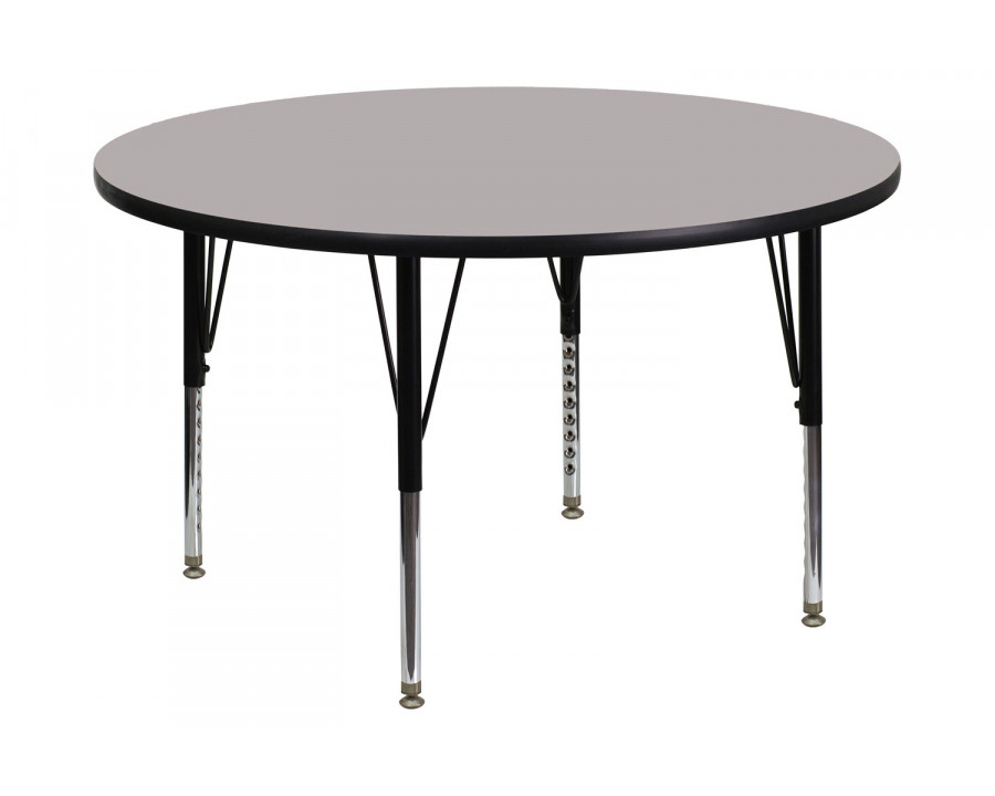 BLNK Wren Round HP Laminate Activity Table - Gray, 42"D, with Short Height Adjustable Legs