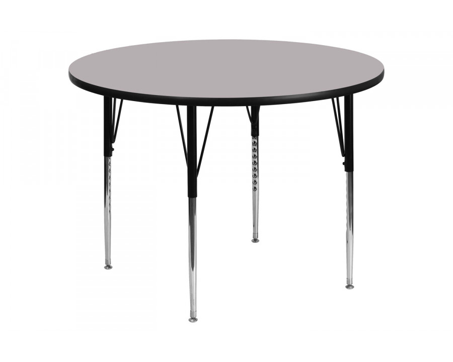 BLNK Wren Round Thermal Laminate Activity Table - Gray, 42"D, with Standard Height Adjustable Legs