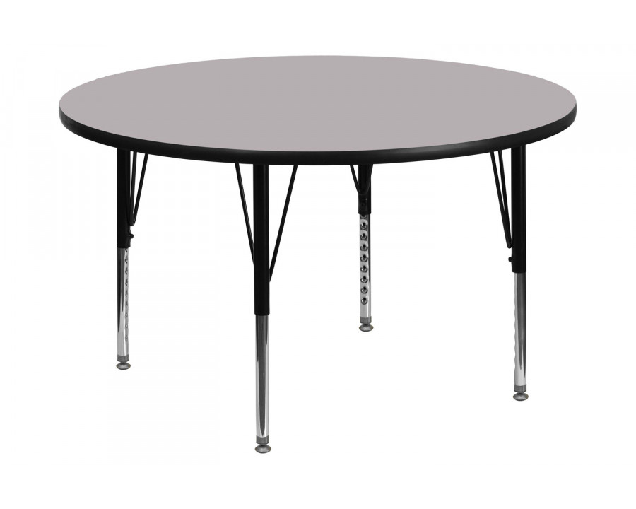 BLNK Wren Round Thermal Laminate Activity Table - Gray, 42"D, with Short Height Adjustable Legs