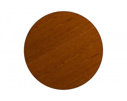 BLNK Wren Mobile Round HP Laminate Activity Table - Oak, 42"D, with Short Height Adjustable Legs