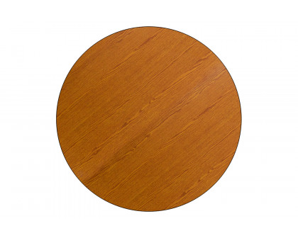 BLNK Wren Mobile Round Thermal Laminate Activity Table - Oak, 42"D, with Standard Height Adjustable Legs