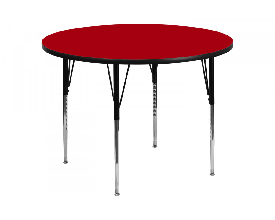 BLNK Wren Round Thermal Laminate Activity Table - Red, 42"D, with Standard Height Adjustable Legs