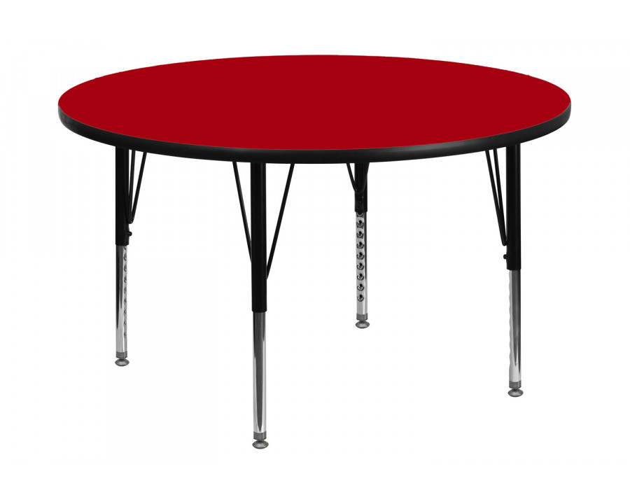 BLNK Wren Round Thermal Laminate Activity Table - Red, 42"D, with Short Height Adjustable Legs