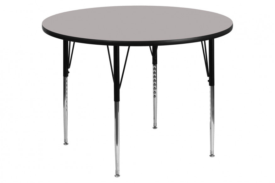 BLNK™ Wren Round HP Laminate Activity Table - Gray, 48"D, with Standard Height Adjustable Legs