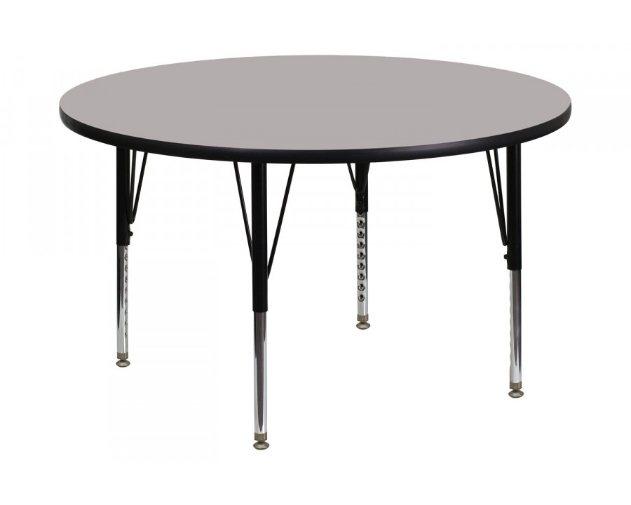 BLNK Wren Round HP Laminate Activity Table - Gray, 48"D, with Short Height Adjustable Legs