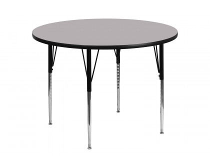 BLNK Wren Round Thermal Laminate Activity Table - Gray, 48"D, with Standard Height Adjustable Legs