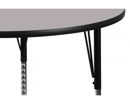 BLNK Wren Round Thermal Laminate Activity Table - Gray, 48"D, with Standard Height Adjustable Legs