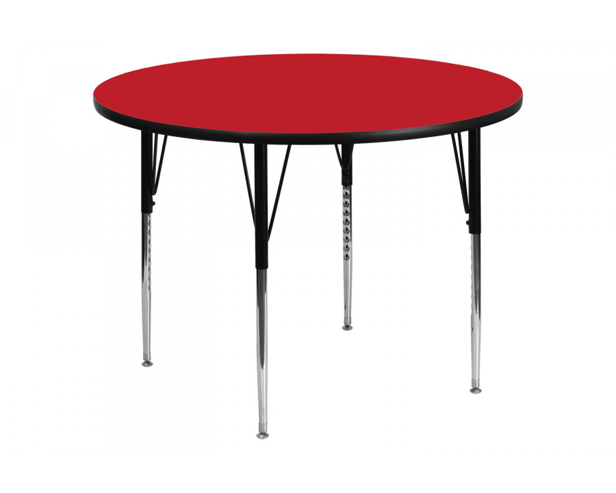 BLNK Wren Round HP Laminate Activity Table - Red, 48"D, with Standard Height Adjustable Legs