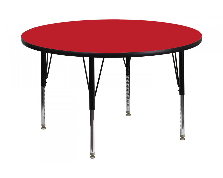 BLNK Wren Round HP Laminate Activity Table - Red, 48"D, with Short Height Adjustable Legs