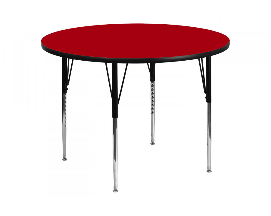 BLNK Wren Round Thermal Laminate Activity Table - Red, 48"D, with Standard Height Adjustable Legs