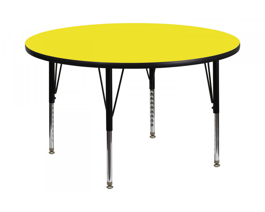 BLNK Wren Round HP Laminate Activity Table - Yellow, 48"D, with Short Height Adjustable Legs